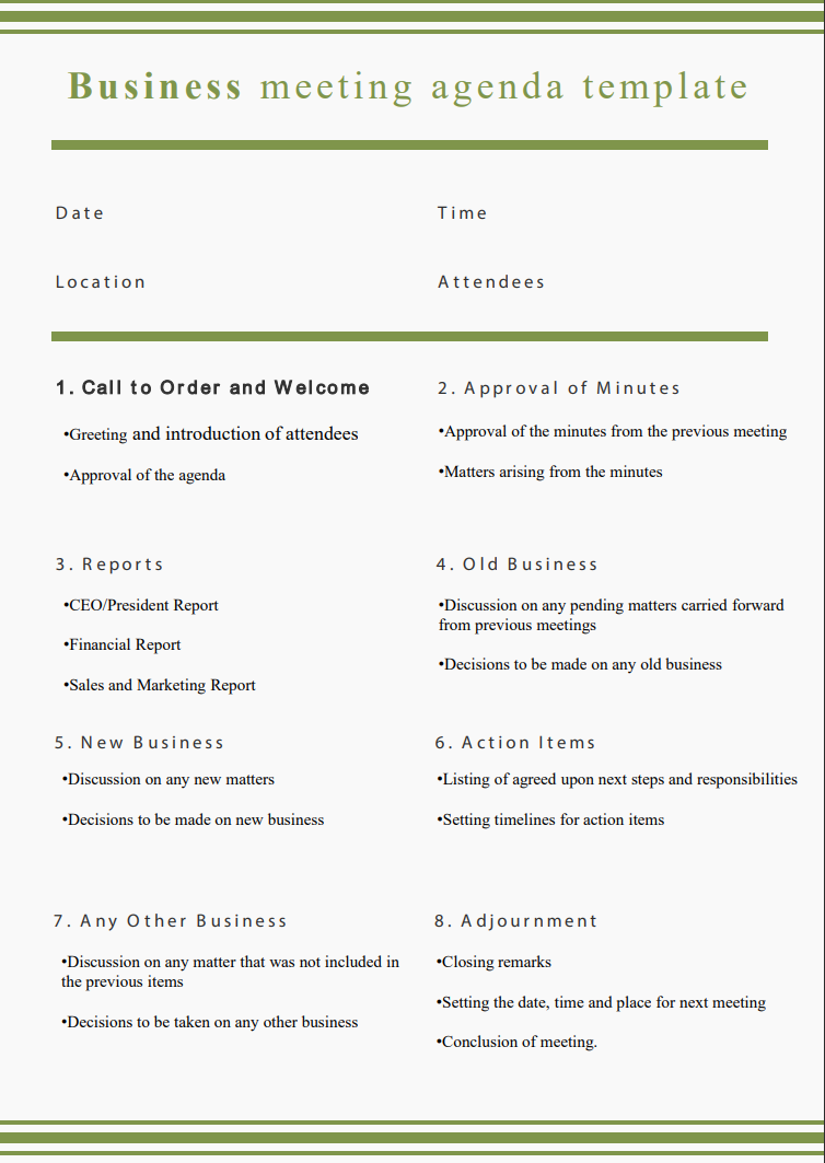 10+ Free Meeting Agenda Templates PDF&Word – EMEET