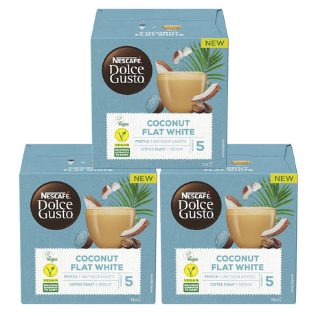 NESCAFE DOLCE GUSTO CAPSULES - COCONUT FLAT WHITE - 12 PODS - COFFE VEGAN  MIX