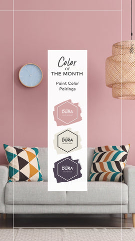 3 Sophisticated Pink Paint Color Combinations from Dunn-Edwards DURA | Color Palette #1: La Vie En Rose, Whisper Gray and Nightshade