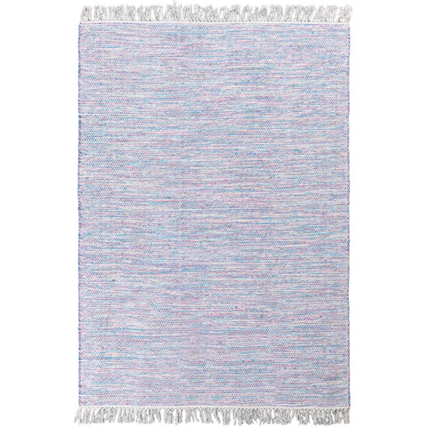 שטיח גפן כותנה 01 לבן/סגול/כחול עם פרנזים - השטיח האדום
