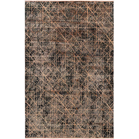 שטיח ג'איפור 28 שחור/ורוד עם פרנזים