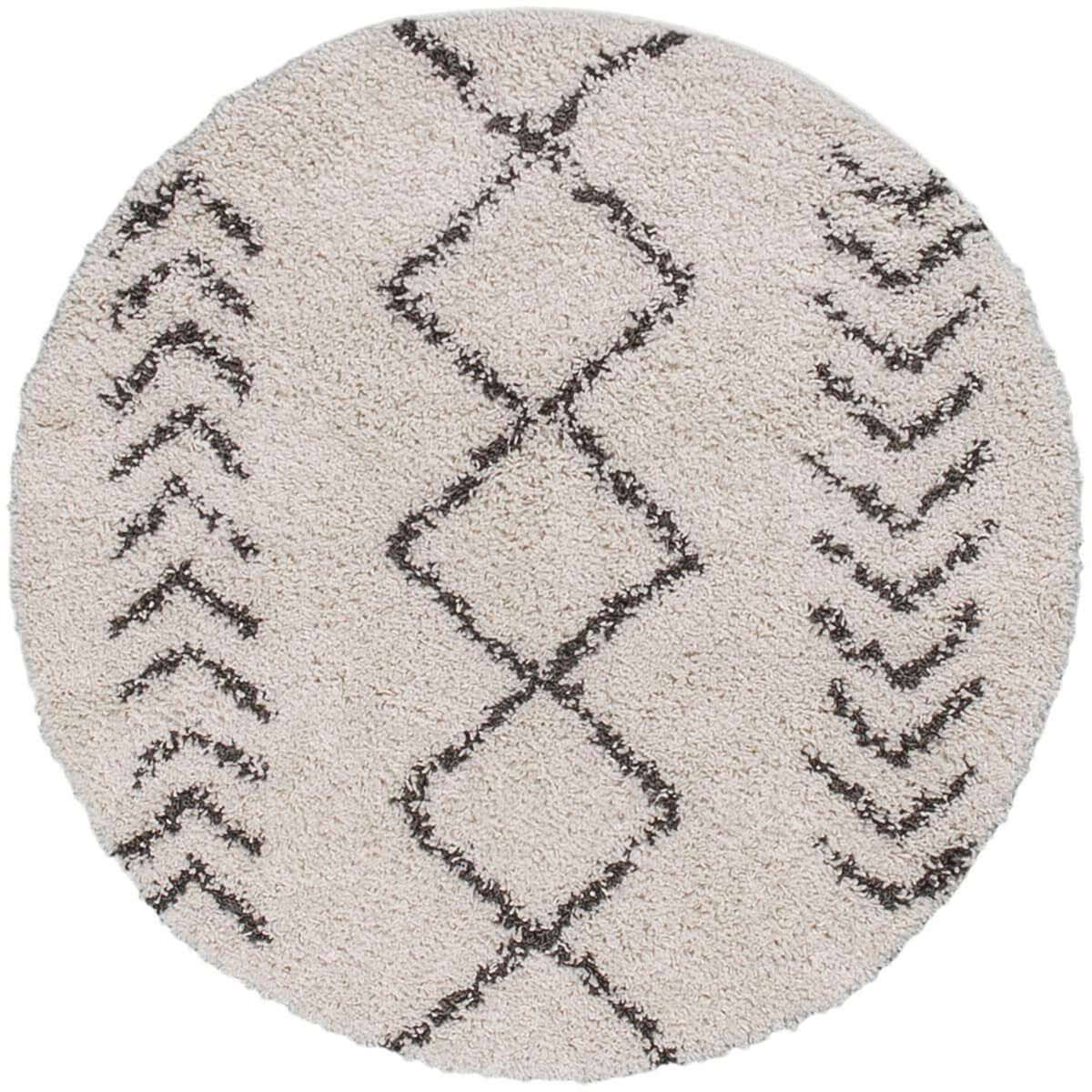 שטיחים זולים - שטיח שאגי מרקש 04 קרם/שחור עגול