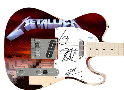 Metallica Signed 1/1 The Black Album Custom Graphics Fender Guitar –  Autograph Pros LLC