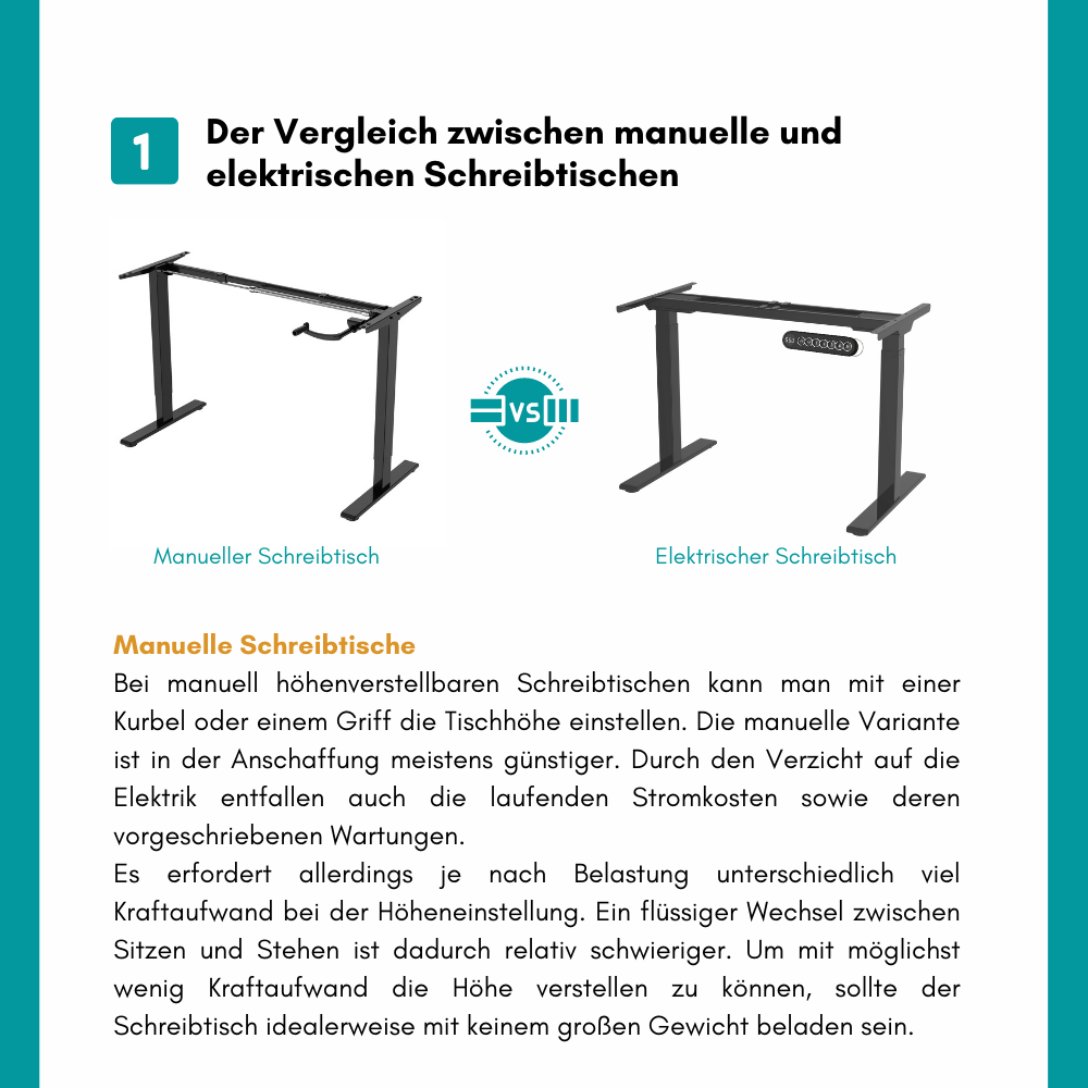 Manuelle Schreibtische vs. Elektrische Schreibtische