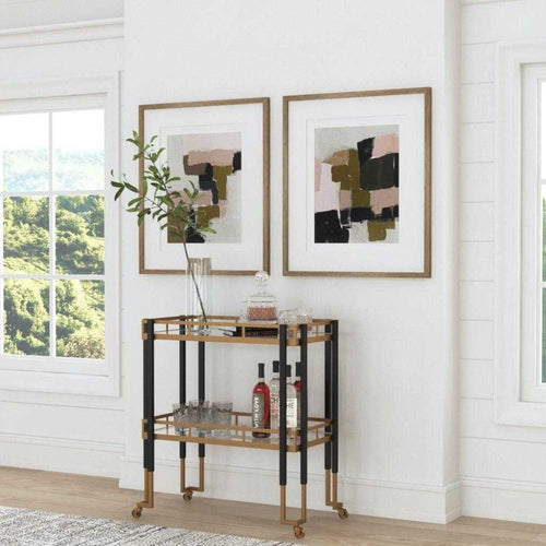 Bar Cart - Neutral Woven Rattan Shelves – BSEID