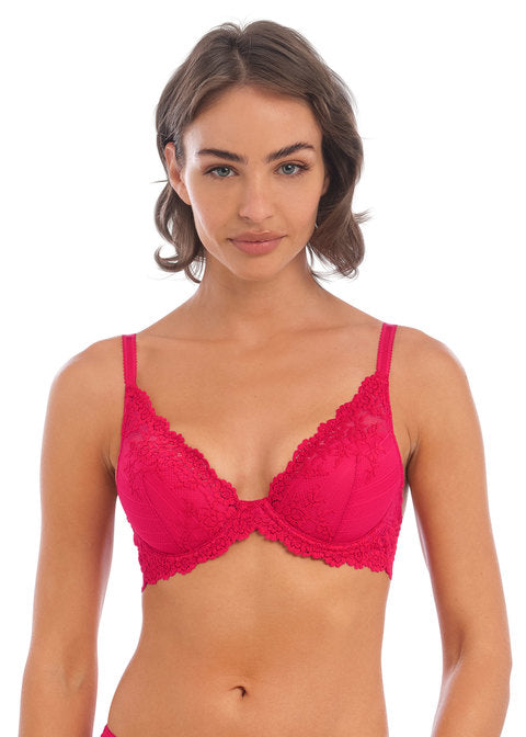 WACOAL Embrace Lace Plunge WA853291 - Woodrose/ Peach/ Grey – The