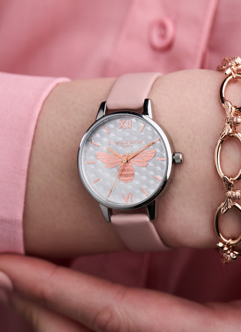 Midi Honey Bee Dusty Pink and  Silver 30mm