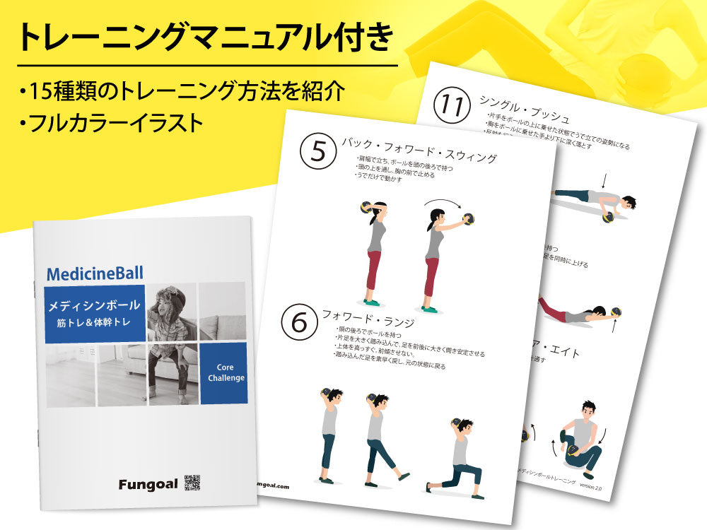 メディシンボール通販 15種のマニュアル無料 腹筋 背筋 体幹トレーニング 2kg 4kg 6kg Fungoal