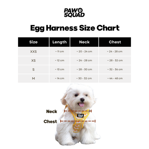 Size Chart for Step On Harness