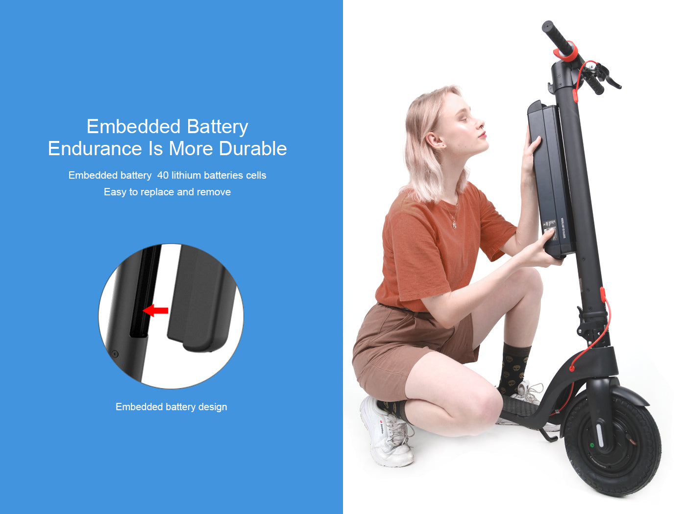 KIXIN X8 350W 45KM Scooter électrique pliable grande batterie