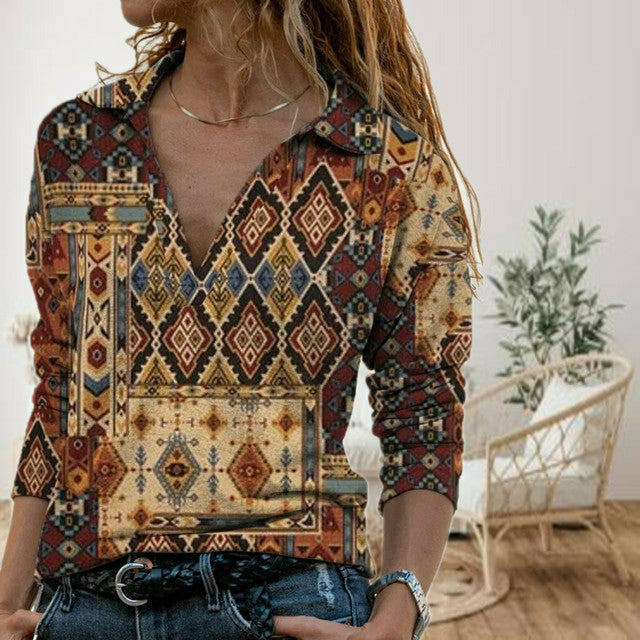 Vintage Geometric Print Blouse – Susan Julie