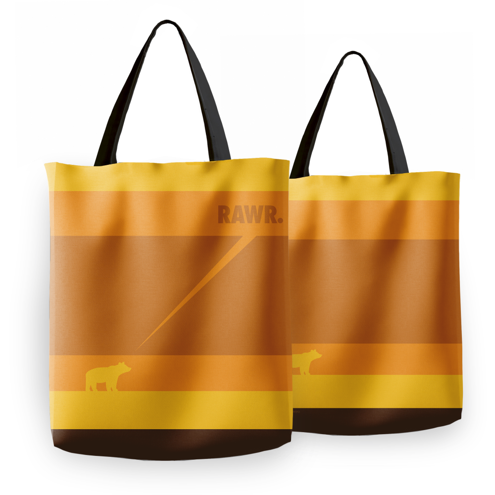 Blank orange or black unlined top sublimation canvas tote bag