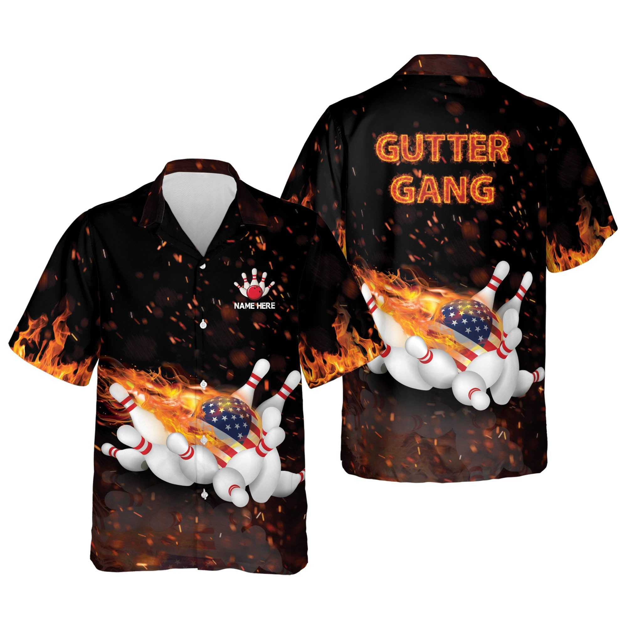 Flame Bowling Gutter Gang Hawaiian Shirt , Summer gift for Bowling tea