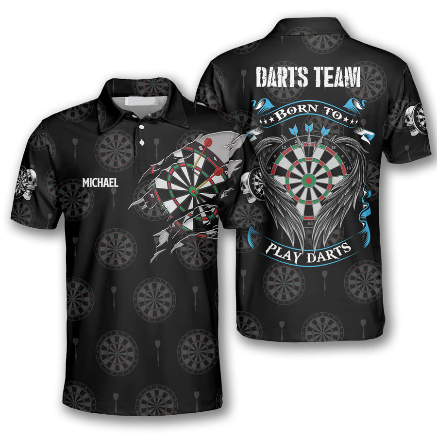 Born To Play Darts Custom Darts Polo Shirts for Men, Darts player shir