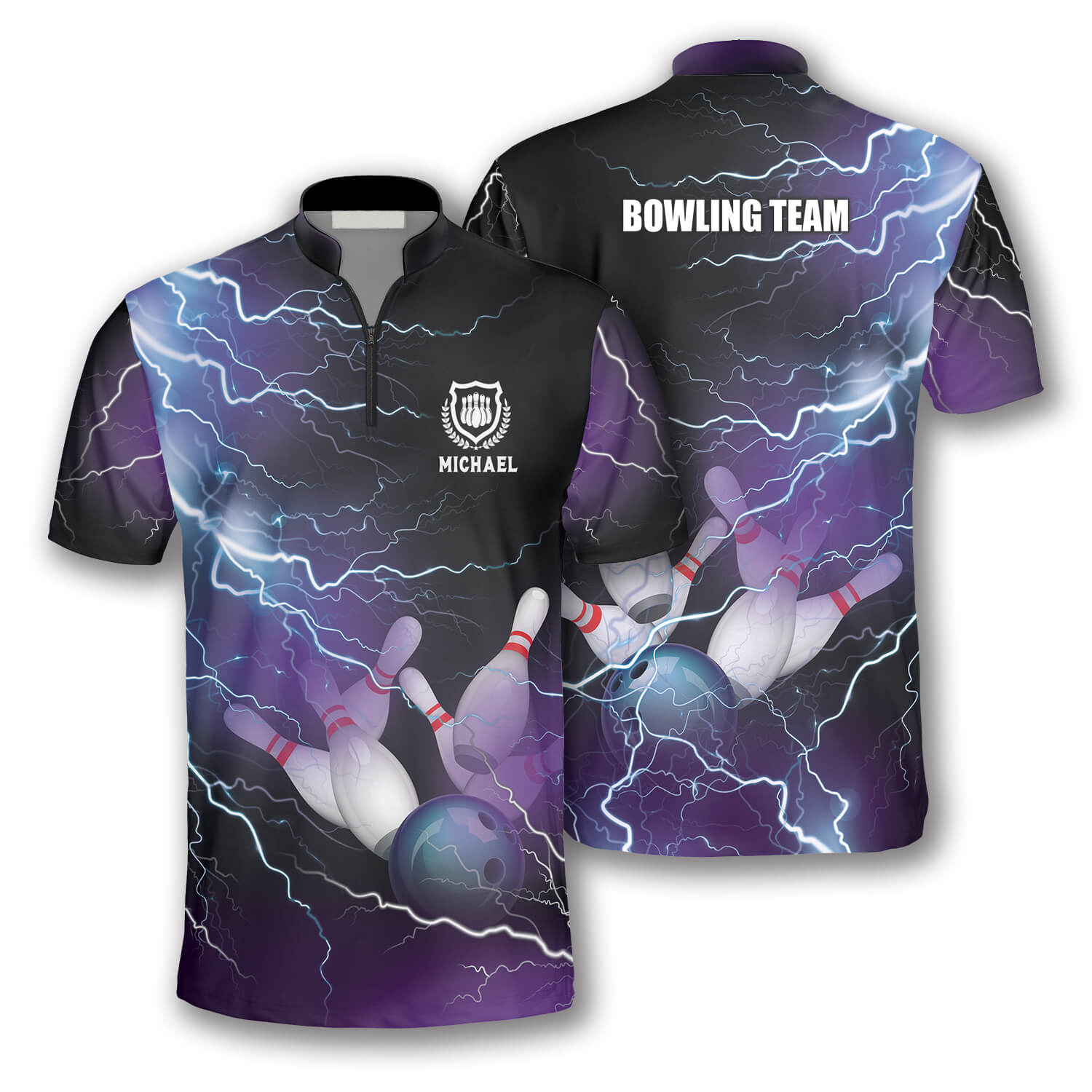 Bowling Strike Thunder Lightning Custom Bowling Jerseys For Men ...