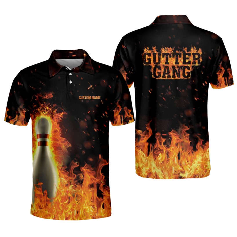 Custom Flame Gutter Gang Bowling Shirts Team For Men