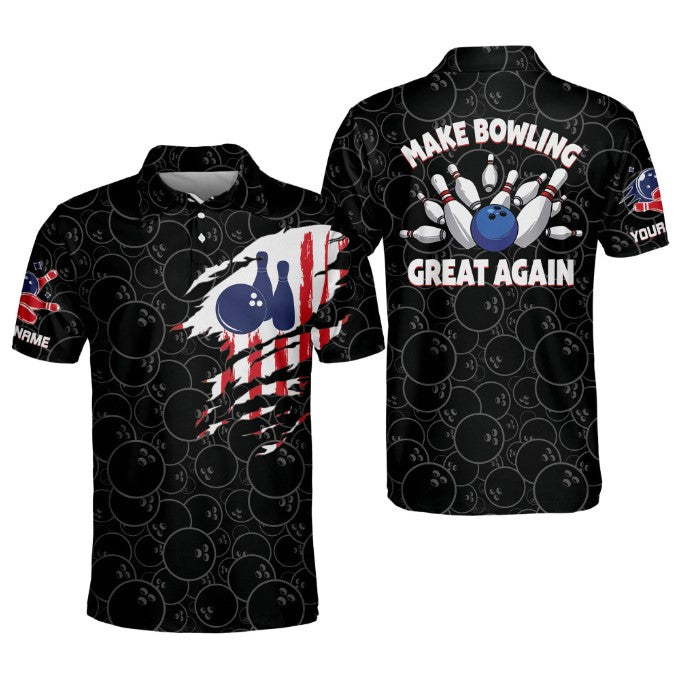 Custom Make Bowling Great Again Bowling Polo Shirts