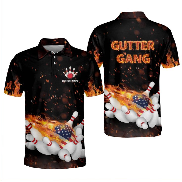 Custom name Gutter gang bowling polo shirt, Gift for bowling lover