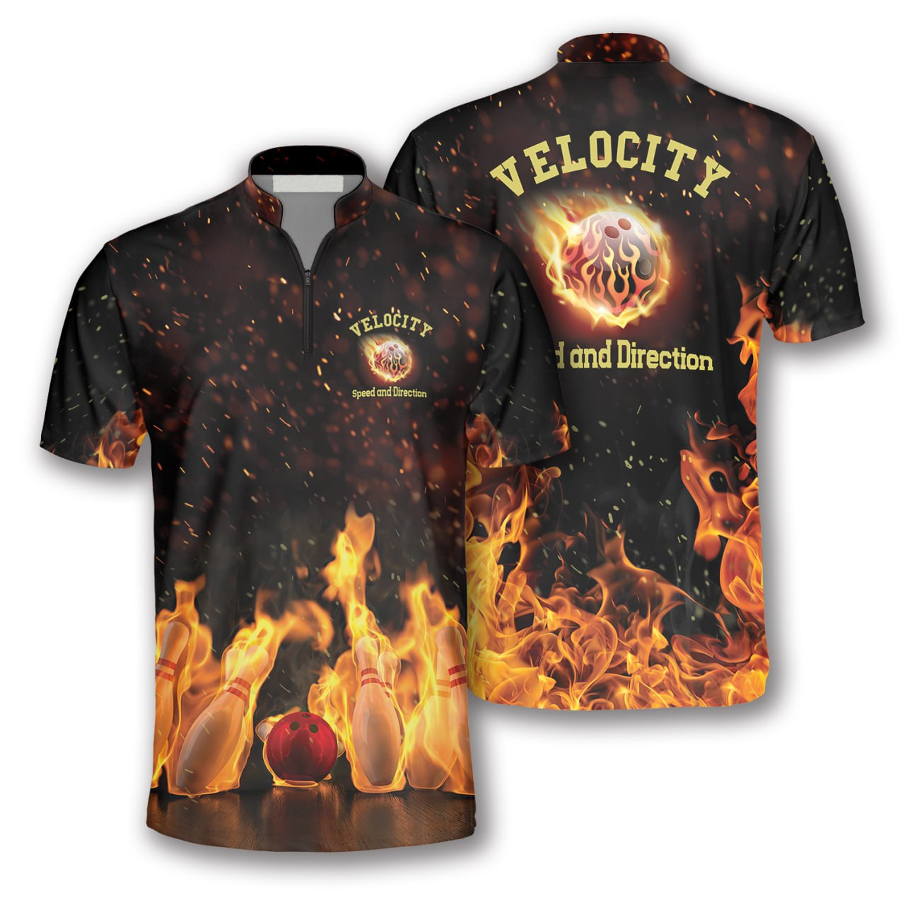 Velocity Fire Flame Custom Bowling Jerseys for Men, Bowling Fire Shirt