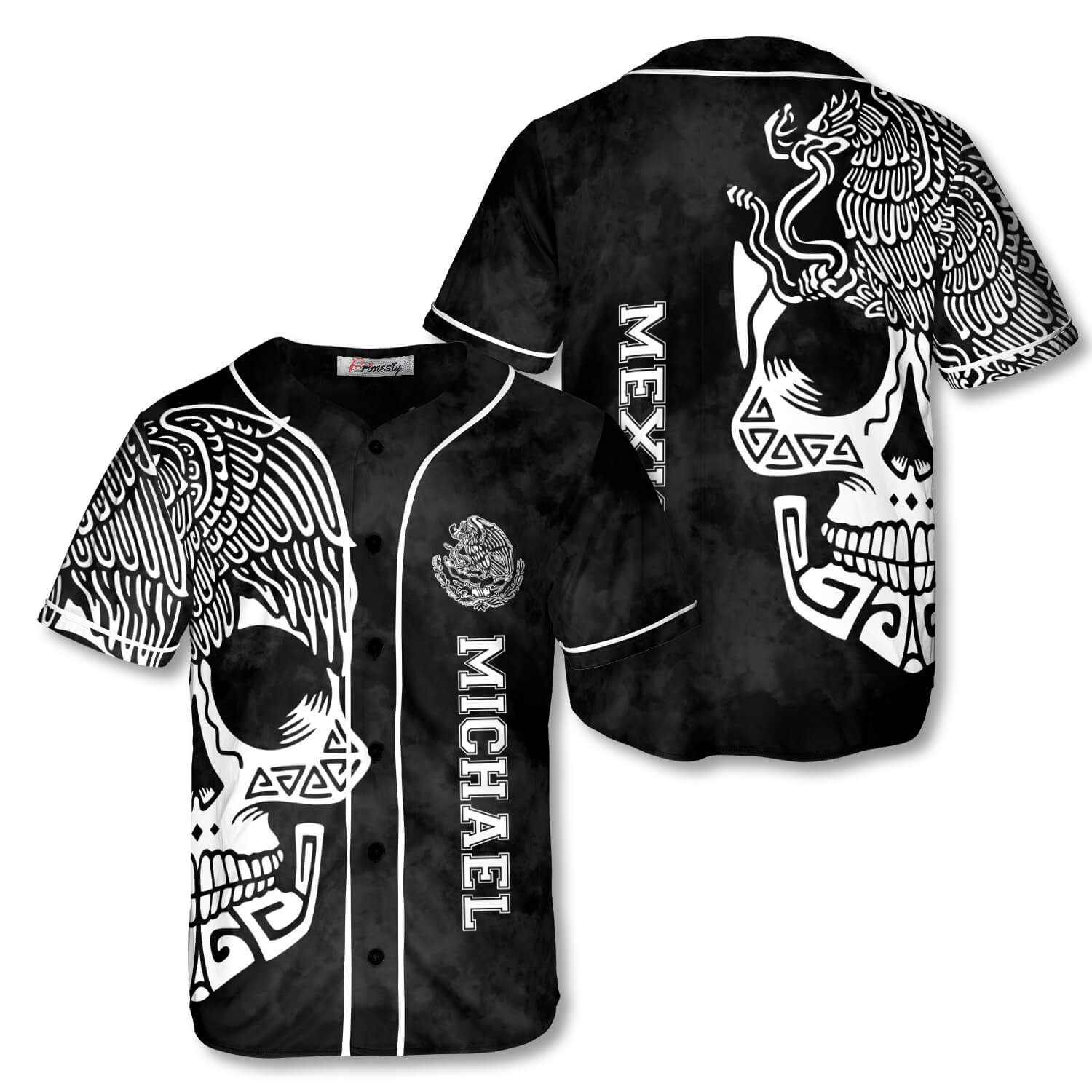 Personalized Mexico Skull Custom Baseball Jersey
