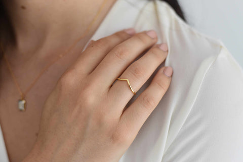 Gold wishbone chevron vermeil modern ring