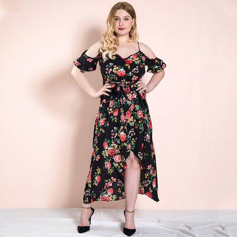Fashion Printed Off Shoulder Bohemian Wholesale Plus Size Summer Dresses