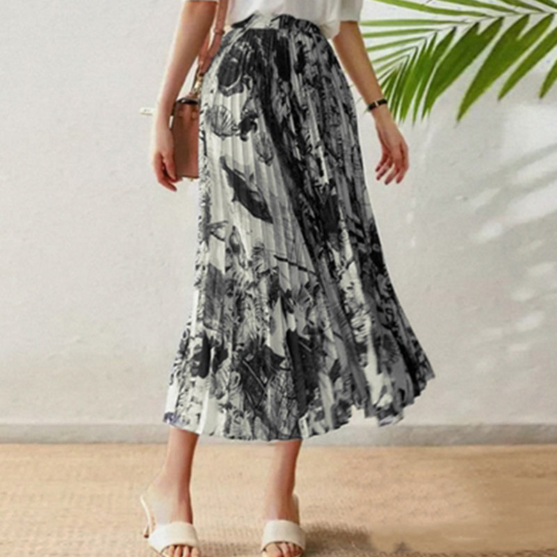 Autumn New Style Ink Painting Pleated Skirt Clothing Wholesale Vendor