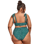 Polka Dot Print Curve Split Bikinis Curve Swimsuits Lacing Plus Size Swimwear Wholesale Vendors SS183364