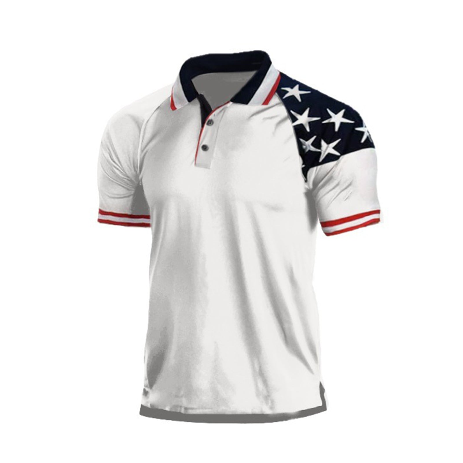 Hyfol Patriotic Collared Shirts For Men | USA Flag Raglan Graphic Polo ...
