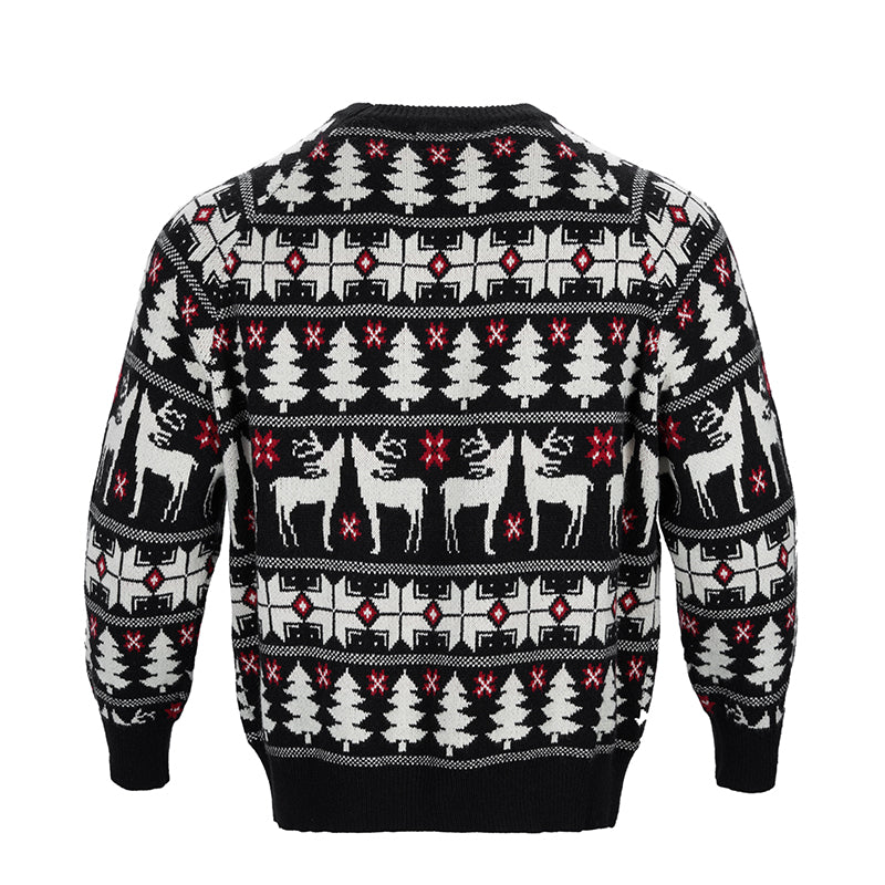 Sweaters For Men | Long Sleeve Elk Jacquard Sweater Viscose Round Neck ...