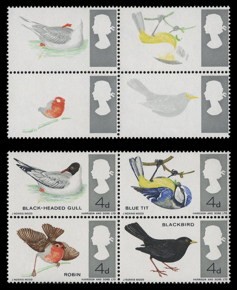 Great Britain 1966 British Birds missing black, blue, bistre and brown