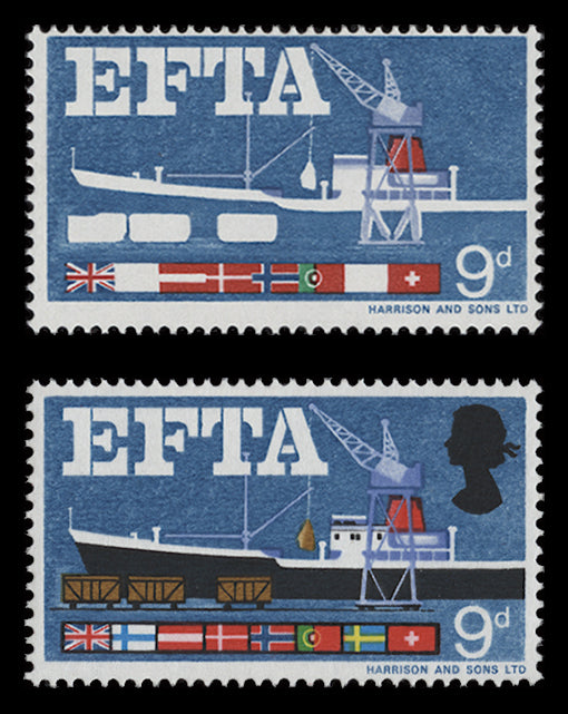 Great Britain 1967 9d EFTA missing black, brown, cyan and yellow