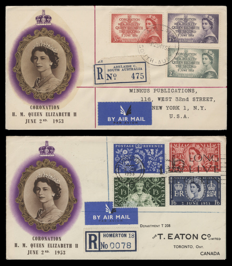 1953 Coronation type 1a and 1b BPA/PTS first day covers