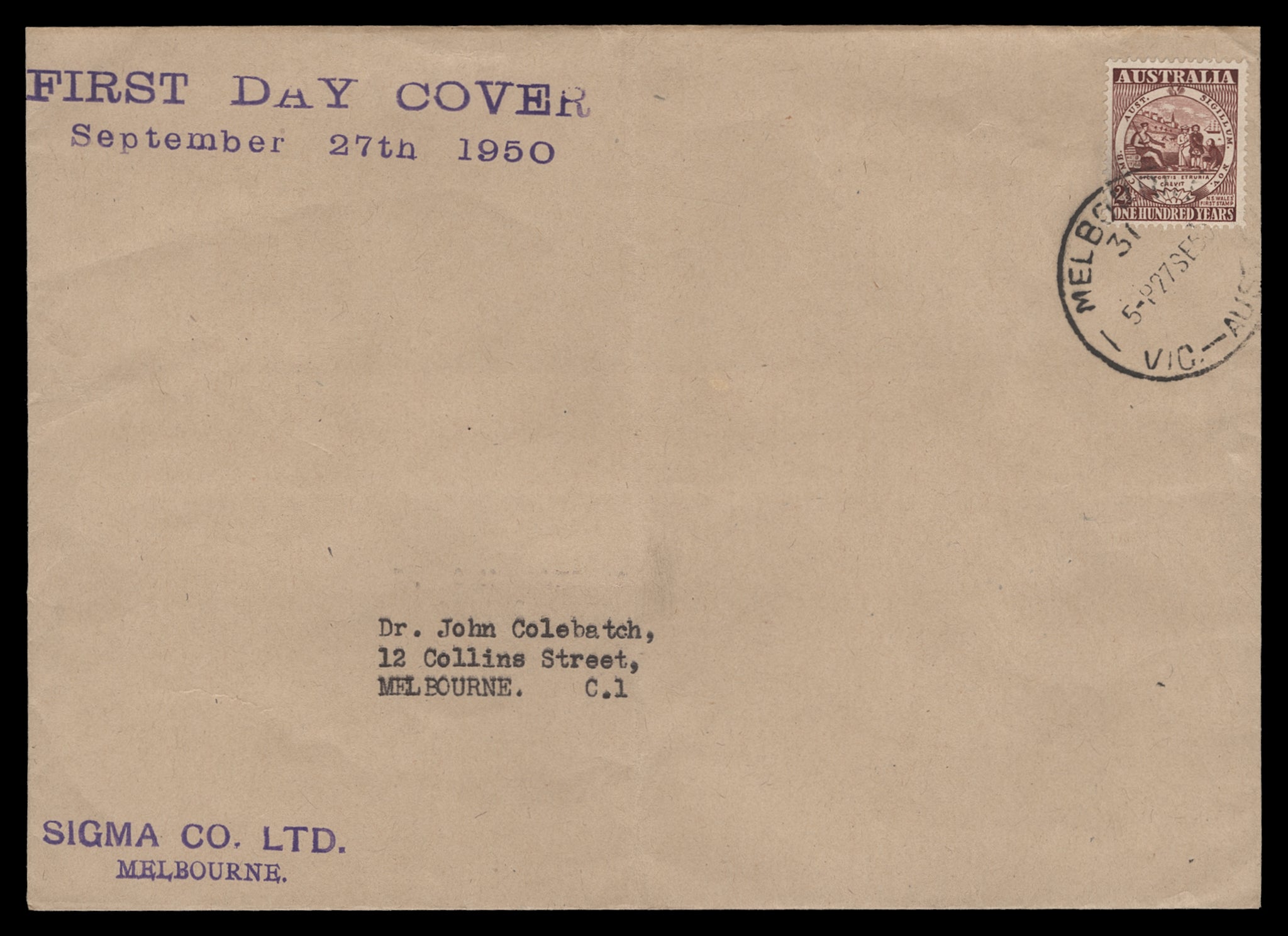 Sigma 1950 first day cover