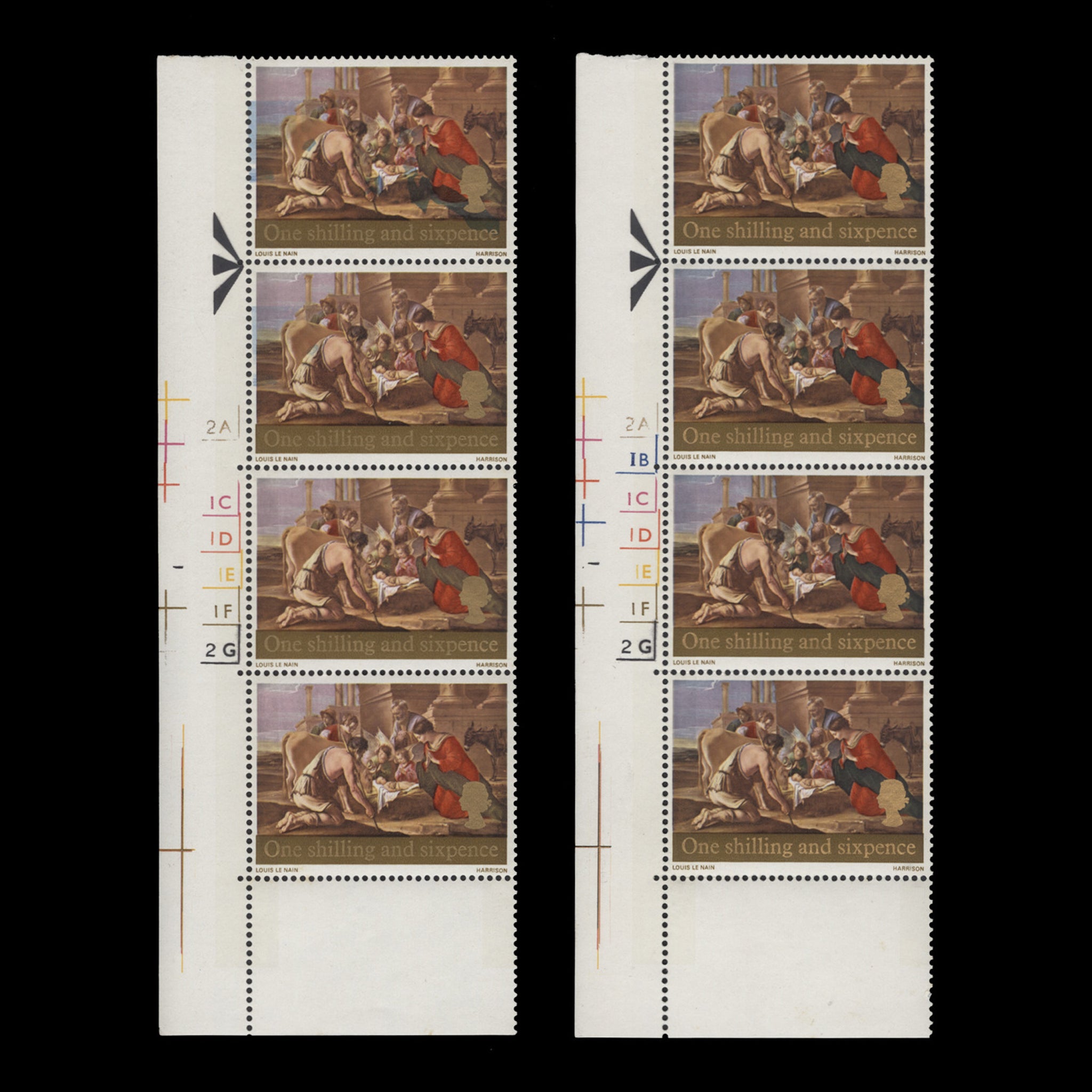 Great Britain 1967 1s6d Christmas cylinder block missing ultramarine