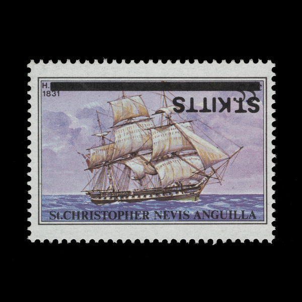 Saint Kitts 1980 (Variety) 55c HMS Winchester with inverted overprint