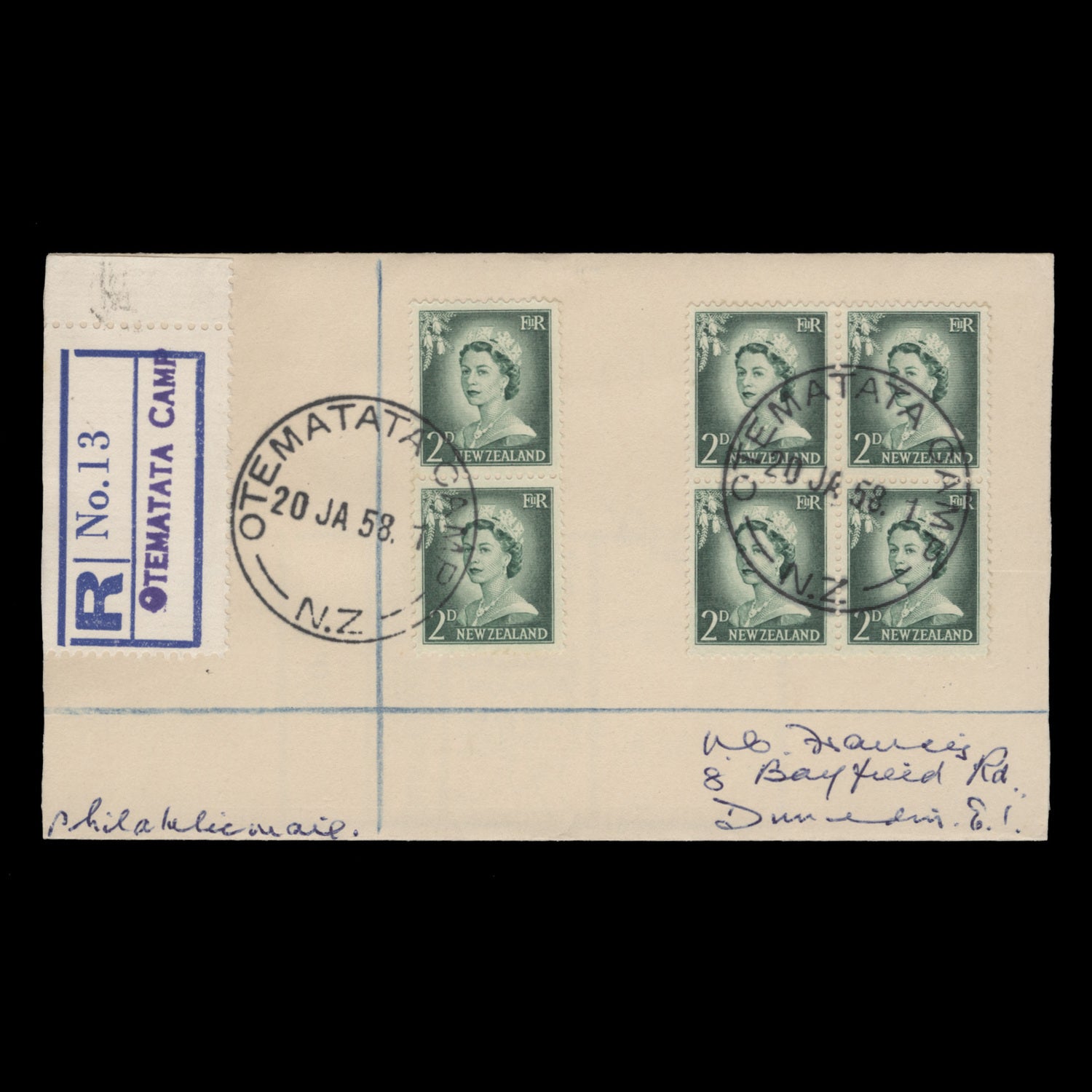 New Zealand 1958 (Postmark) Otemata Camp – ZEBOOSE.COM