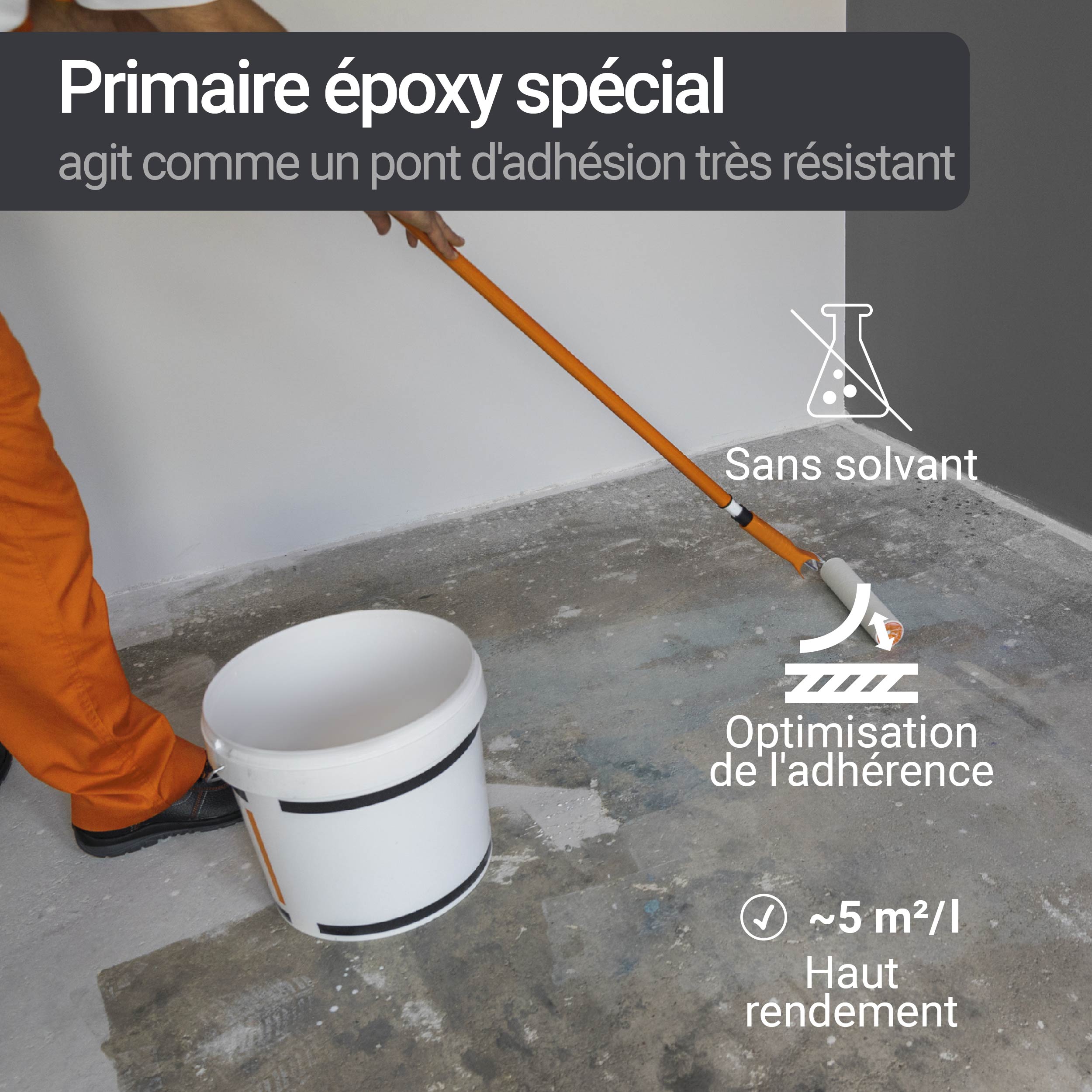 Peinture EPOXY Antidérapante W735 Etanchéité de TERRASSE SOL Extérieur béton