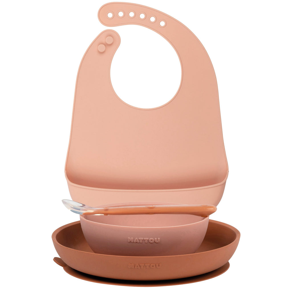 nuuroo Kit vaisselle enfant Lykke girafe Woodrose silicone 4