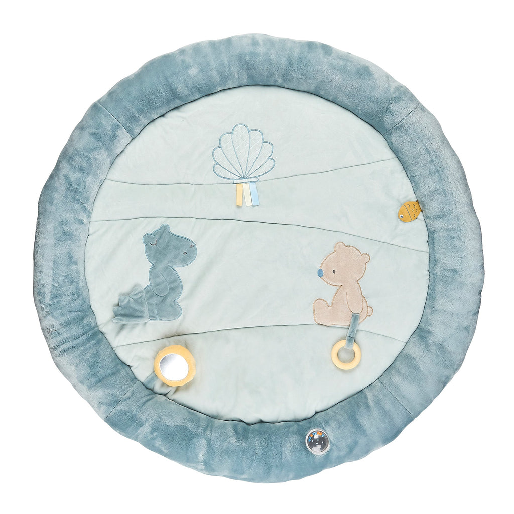 Nattou Tim and Tiloo Play Mat PlayGym with Arch for Security and Head  Support 87 x 87 x 52 cm Blue/Grey