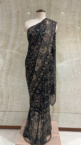 Black Stones & Sequins Embroidered Saree