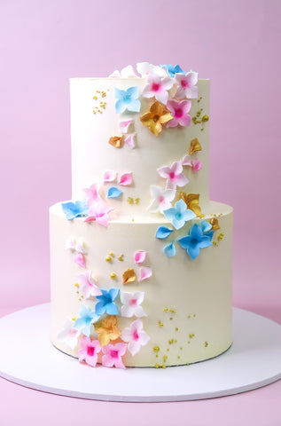 Two Tiered Wedding Cake With Colourful Fondant Flowers