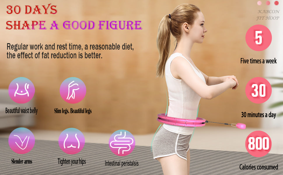 Weighted Hoola Hoop, Smart Hula Hoop, 30 Detachable Knots Adjustable Weight  Auto-Spinning Ball, 2 in 1 Fitness and Massage, for Adults/Beginner –  KABCON-US