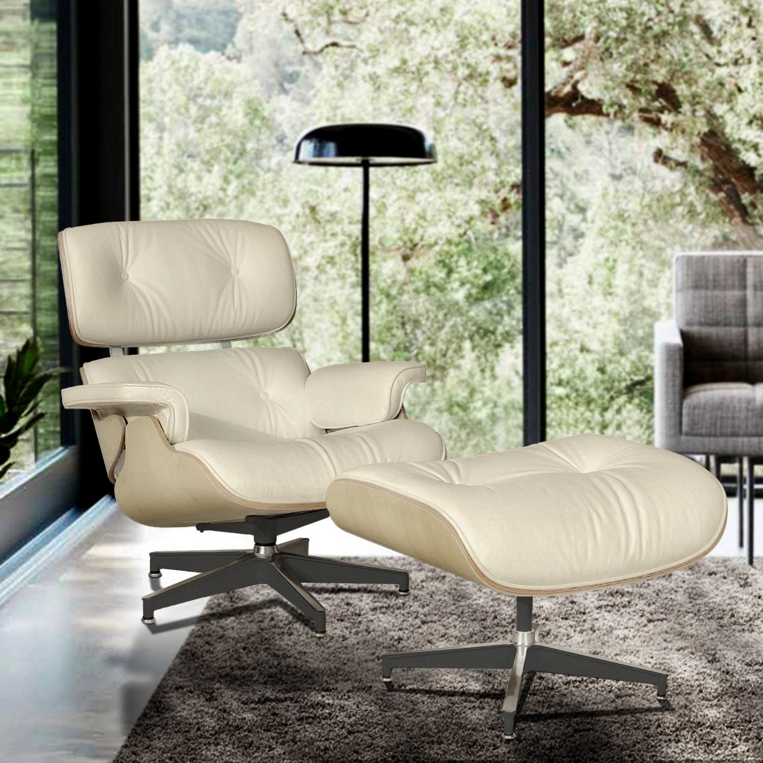 white leather eames chair