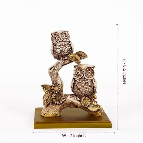 #Pooja Box Artistic Bright Owls Perched on a Branch