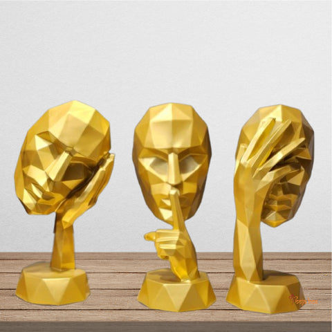 #PoojaBox Set of 3 Human Modern Faces Figurine Statue