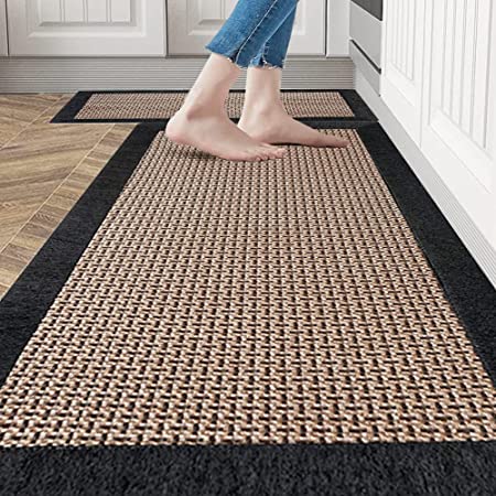 KITCHEN RUG Floor Mat Non-Skid Rubber Runner Front of Sink Oats 2 Pcs  MONTVOO