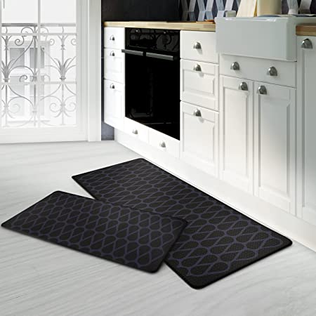 Galmaxs7 Kitchen Mats, Kitchen mats for Floor, Non Skid Washable Memory  Foam Kitchen Rugs and Mats for Bedroom, Office, Sink, Laundry, [2PCS] Black Kitchen  Rugs 17.3 x 30+17.3 x 47 inches