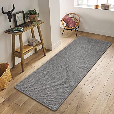 HOMEIDEAS Kitchen Rugs and Mats Set 2 Piece, (30X17+48X17) Grey  Chenille Kitchen Runner Rug for Floor Non Skid Washable, Soft, Absorbent,  Long