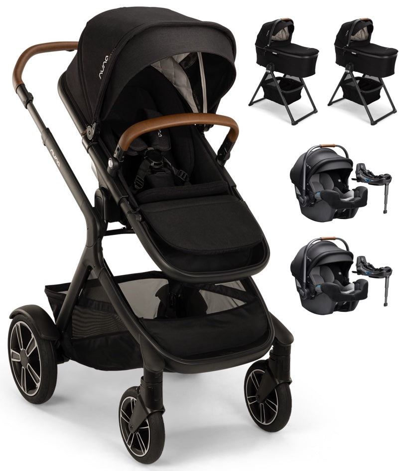 DEMI next Stroller + Bassinet + RX Twin Bundle - Caviar